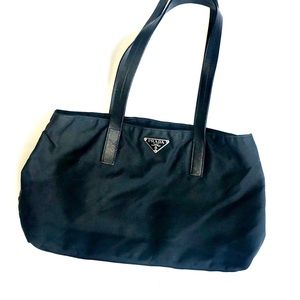 Prada Vintage Black Nylon Tote Bag